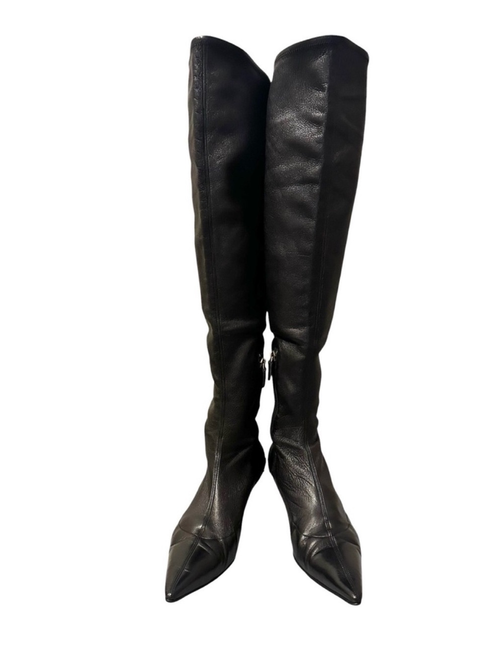 Vintage GUCCI TOM FORD FW 2003 Runway Black Leather Studded OTK Kitten Heel Boot - Picture 6 of 15